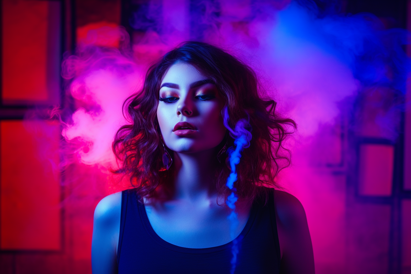 0xquant_woman_glowing_blue_and_red_ecigarette_in_front_of_red_a_85f6548f-d5be-4723-923b-41f2ffbab1c8.png