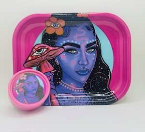 Small Rolling Tray with matching plastic grinder
